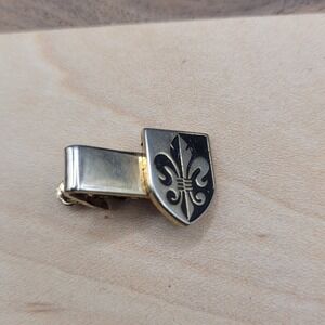 Vintage Hickock Fleur De Lis Tie Bar Silver Tone Small